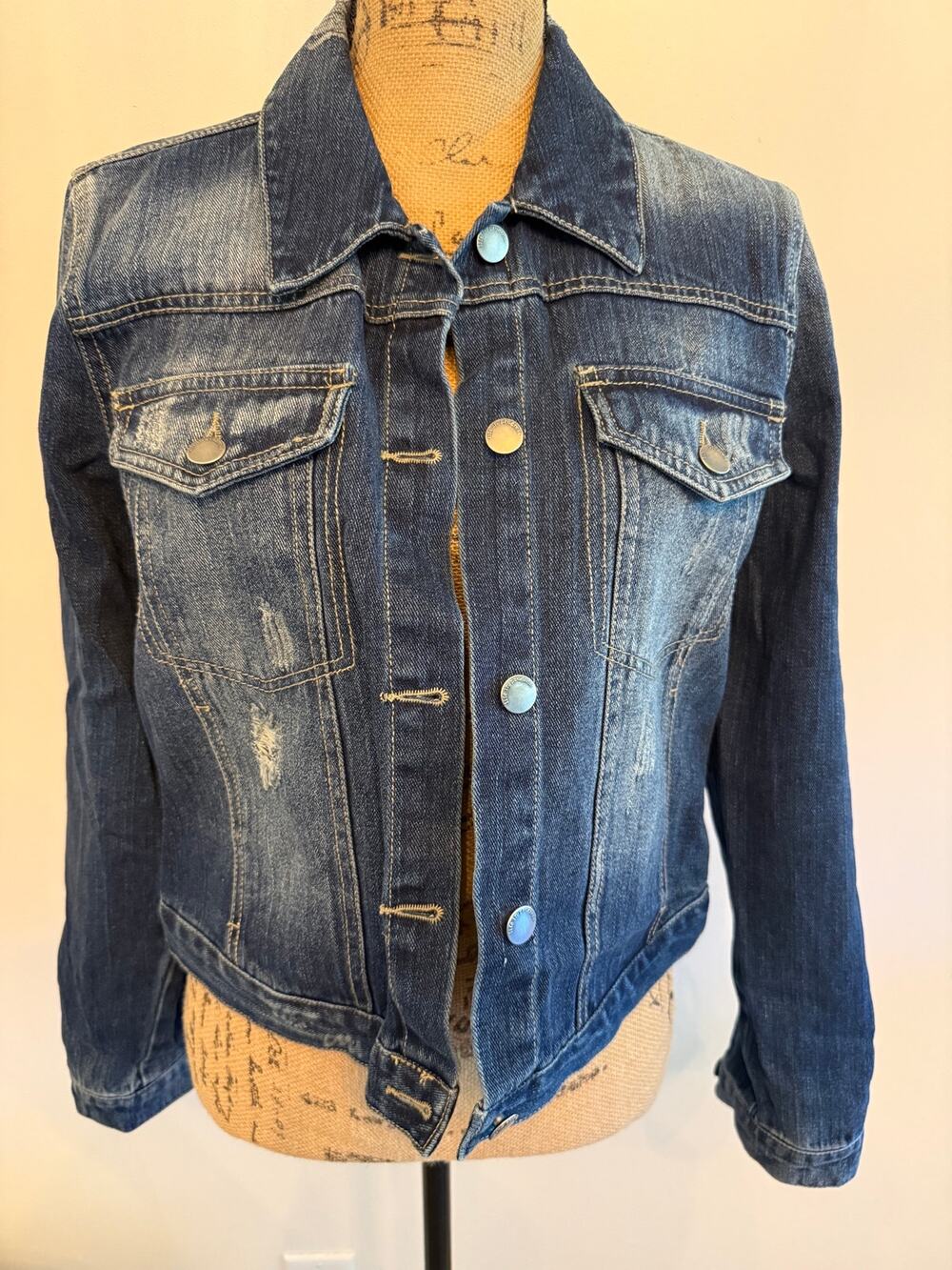 Life in Progress Distressed Denim Jacket Women’s Size Large